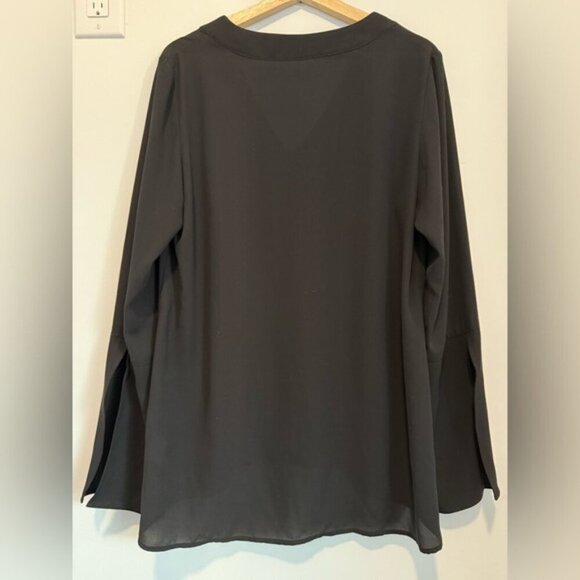 Amanda Maria Black Relaxed Fit Blouse Long Sleeve V-neck Top size 12 - Picture 6 of 9